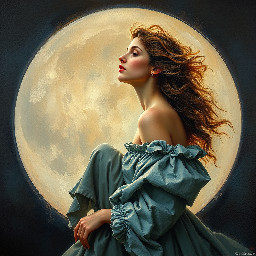 woman sur la lune
