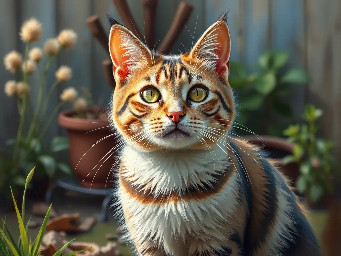 Cat in a backyard
