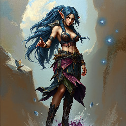 Female dreanei (world of warcraft game character) with skirt