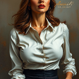 mature glamorous bbw in a tight office blouse