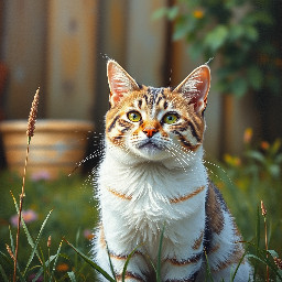 Cat in a backyard