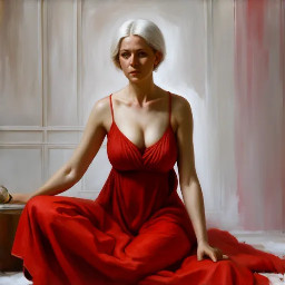 woman assise sur une fusé rouge et blanche