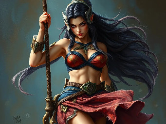 Female dreanei (world of warcraft game character) with skirt
