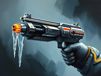 Futuristic weapon with icicle bullet