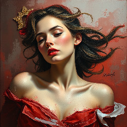woman sur une fusé rouge et blanche