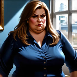 mature glamorous bbw in a tight office blouse