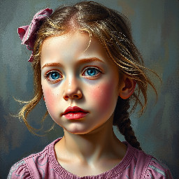 A ten years old girl. Long shot, whole body shot.