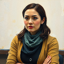 Paint a female TOEFL class teacher.