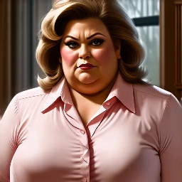 mature glamorous bbw in a tight office blouse