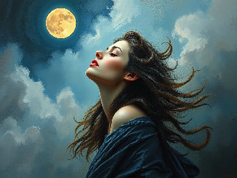 woman sur la lune